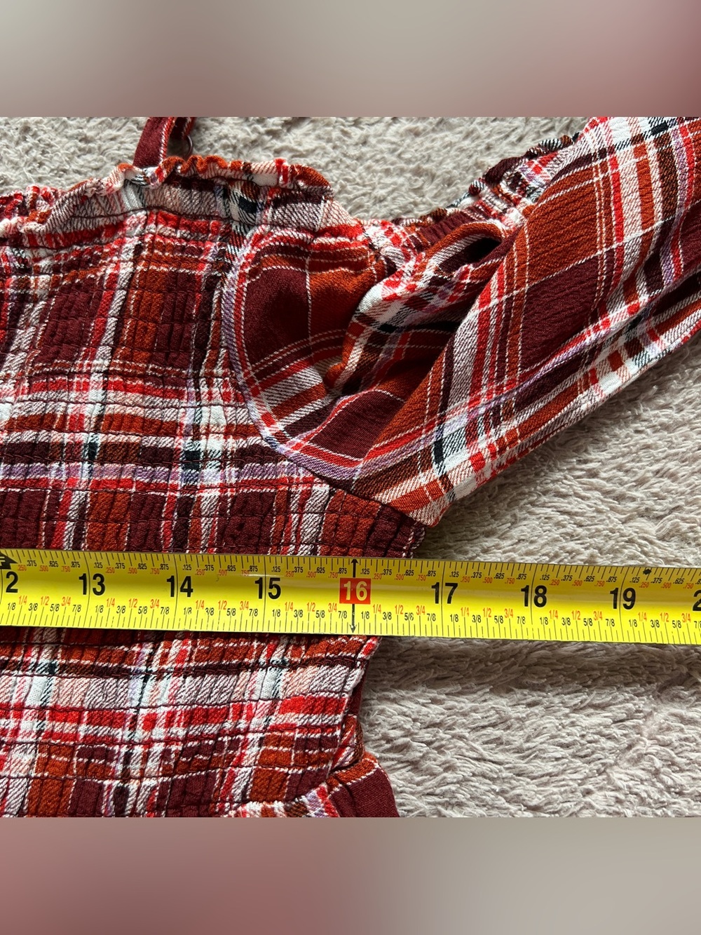 Torrid Babydoll Crinkle Cold Smocked Blouse Cottage Milkmaid Boho Western Sz 0 - Picture 6 of 7